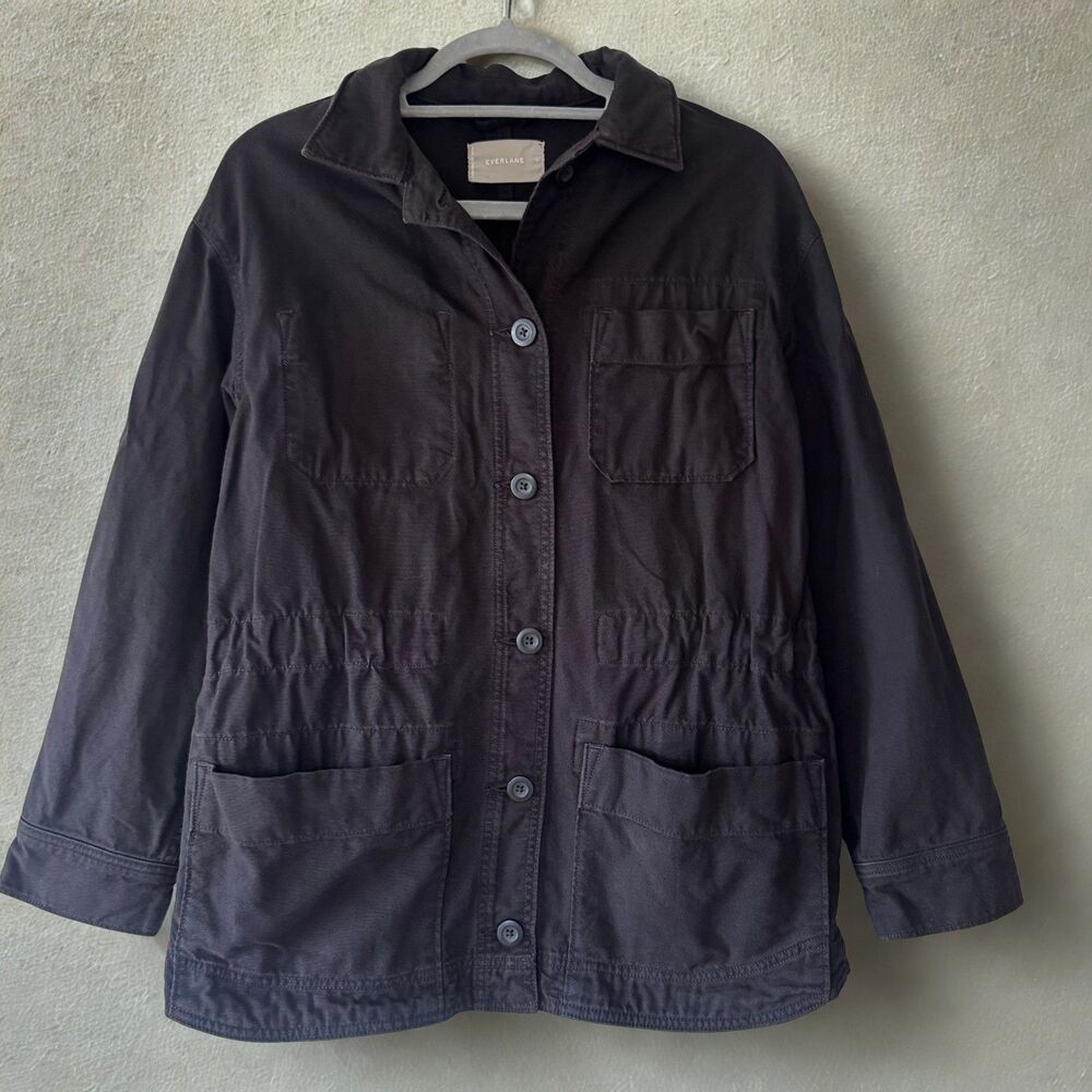 Everlane Women's The Cinchable Chore Jacket Small Black Cotton Canvas